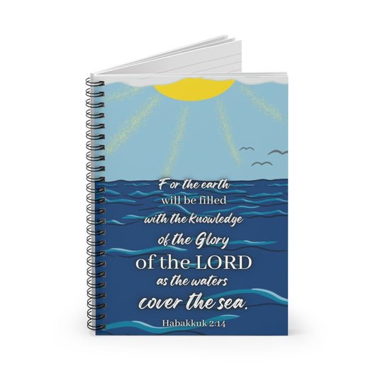 Spiral Notebook - Ocean - Habakkuk 2:14 - Ruled Line