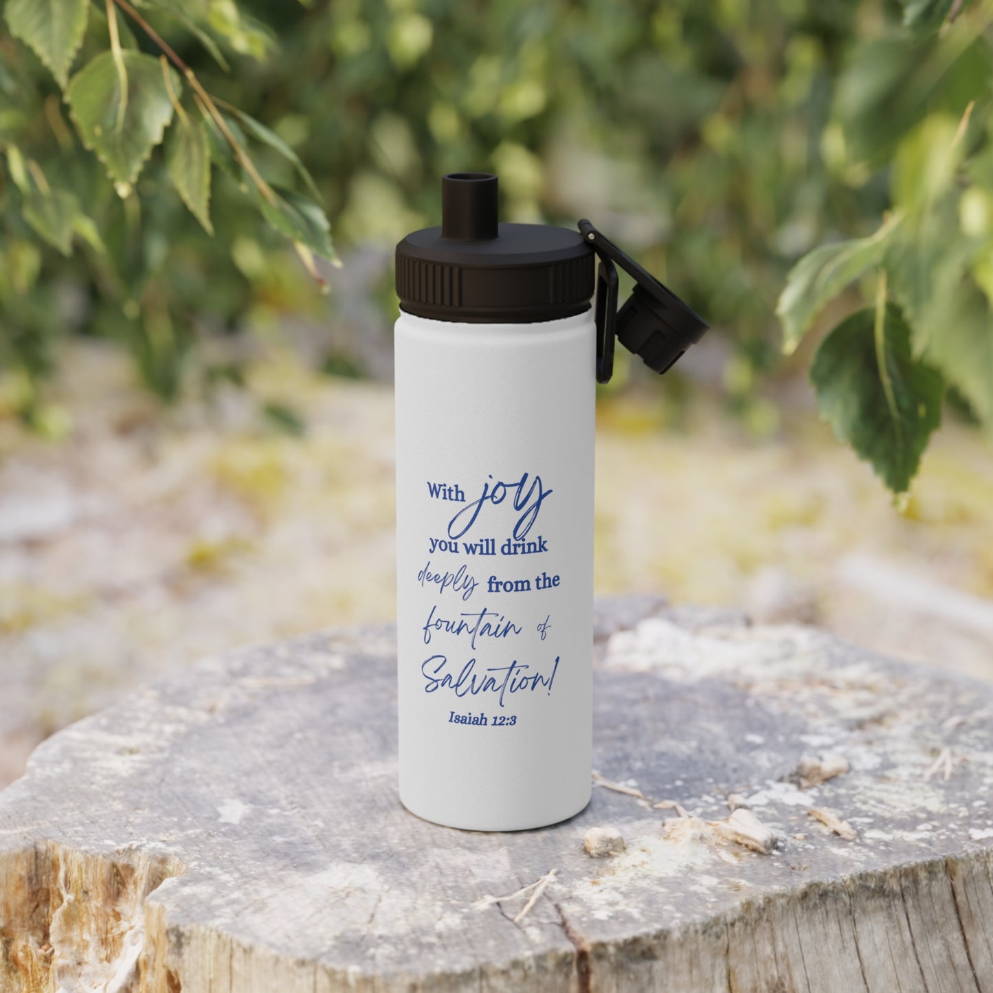 Stainless Steel Water Bottle w/ Sports Lid - Fountain of Salvation