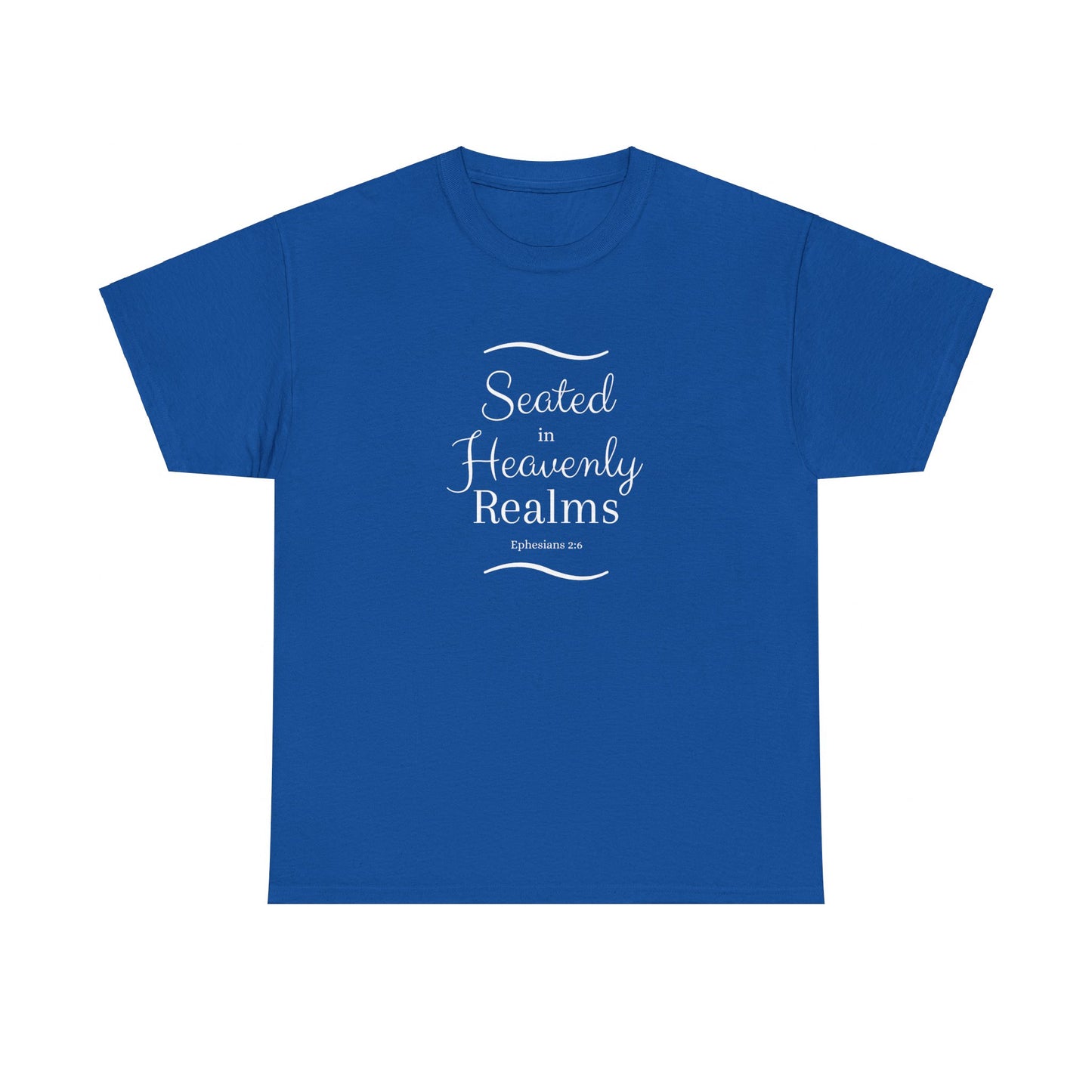 Seated in Heavenly Realms - Unisex Heavy Cotton Tee - Blue - Black - Red