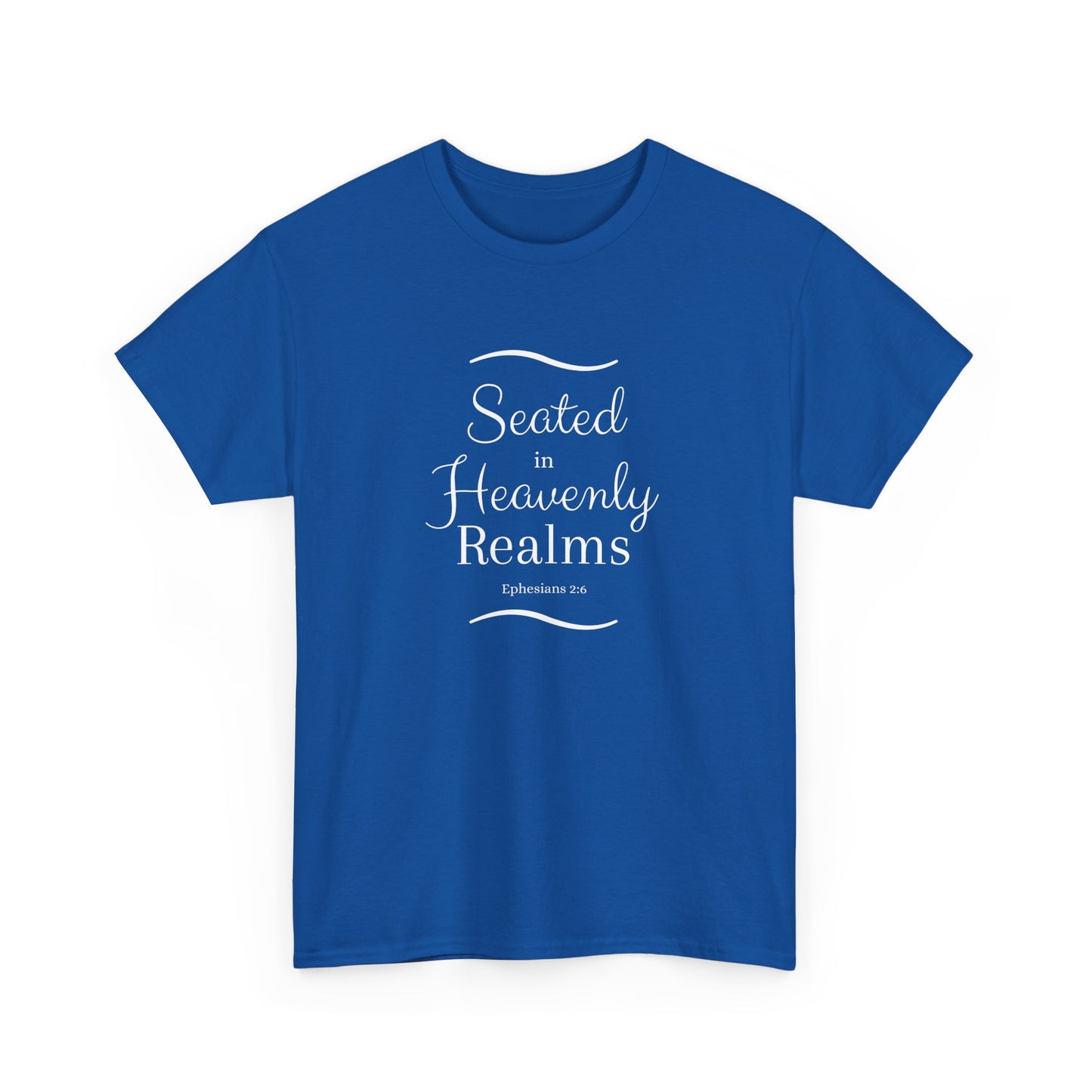 Seated in Heavenly Realms - Unisex Heavy Cotton Tee - Blue - Black - Red