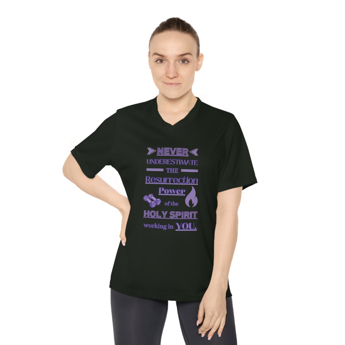 Women's Performance V-Neck T-Shirt - Resurrection Power!