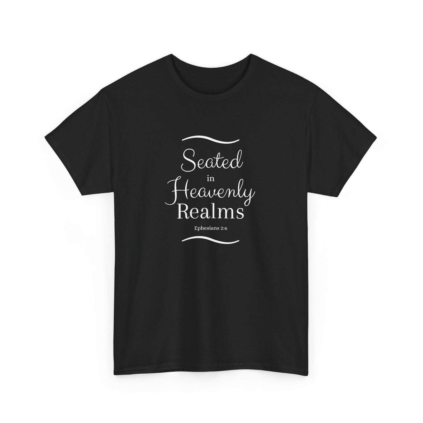 Seated in Heavenly Realms - Unisex Heavy Cotton Tee - Blue - Black - Red