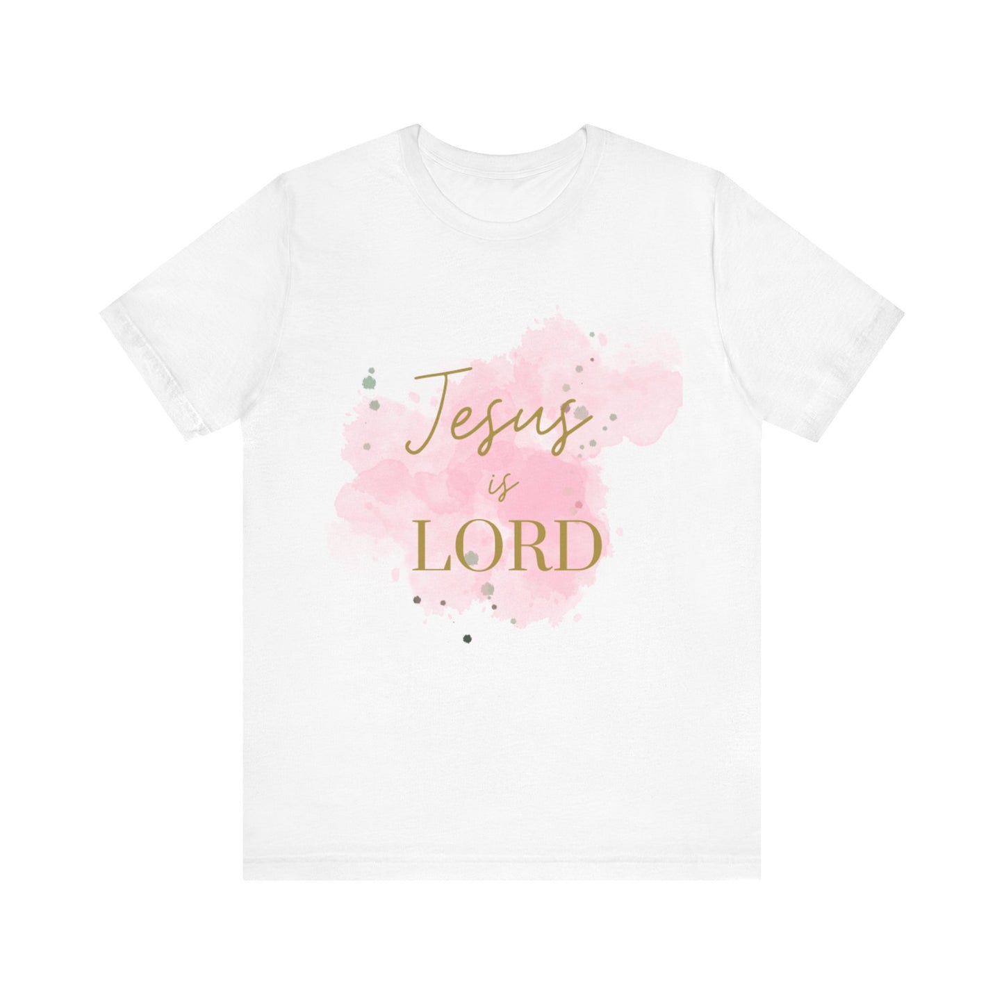 Jesus is Lord Unisex Jersey Short Sleeve Tee Pink and Gold