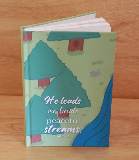 Inspirational Hardcover Journal - Peaceful Streams - Psalm 23:2