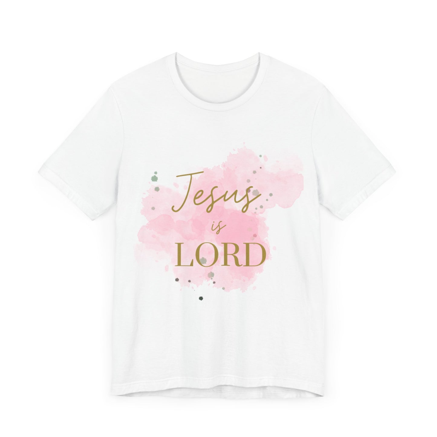 Jesus is Lord Unisex Jersey Short Sleeve Tee Pink and Gold